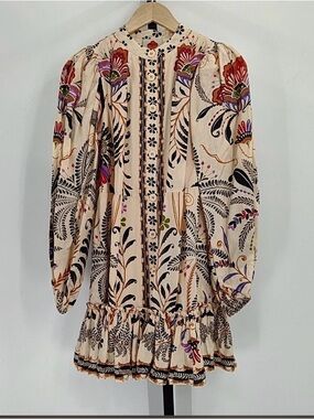 Farm Rio NWT Classic Nature Sand Mini Dress Size XS Extra Small NEW $248